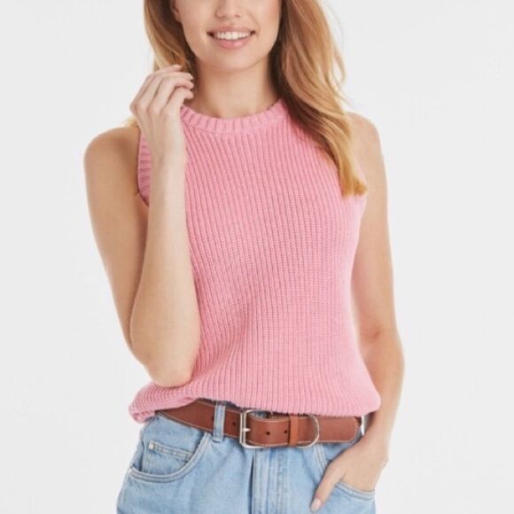 ANTHRO 525 AMERICA Knit Sleeveless Tank Top Sweater Pink L - Picture 4 of 4